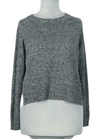 Dámsky čierno-biely melírovaný crop sveter H&M
