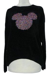 Dámsky čierny žinylkový sveter s Mickeym Disney