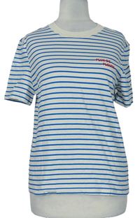 Dámske smetanovo-modré pruhované tričko H&M