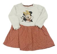 Bílo-starorůžové bavlněné šaty s Minnie Disney