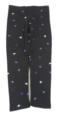 Antracitové teplákové legíny s motýlky H&M