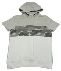 Sivo-army-biela tepláková vesta s nápisom a kapucňou George