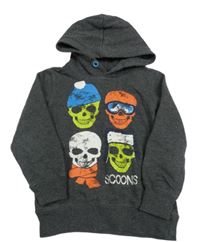 Antracitová mikina s lebkami a kapucňou Dopodopo