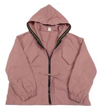 Ružová šušťáková bunda s kapucňou Shein