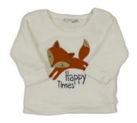 Biela chlpatá mikina s líškou Ergee