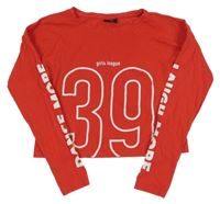 Červené crop tričko s nápisom Page one young