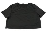 Čierne športové crop tričko Shein