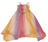 Ružovo-oranžovo-farebné šifónové šaty H&M