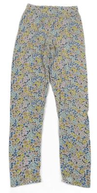 Bílo-barevné vzorované legíny s květinami Manor