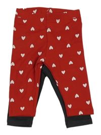 Nové - 2x legíny - čerevené se srdíčky + tmavošedé H&M