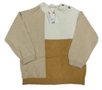 Nové - Béžovo-bielo-hnedý sveter H&M