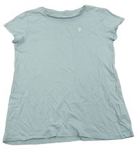 Svetlomodré tričko so srdiečkom H&M