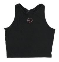 Antracitový rebrovaný crop top so srdiečkom
