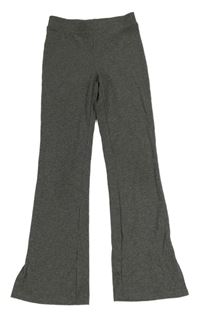 Tmavošedé žebrované flare kalhoty H&M