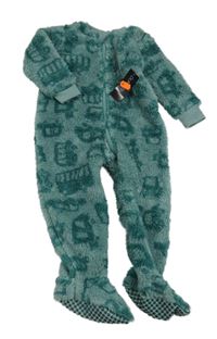 Nové - Šedozelený chlupatý overal s auty Dunnes stores