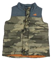 Tmavošedo-kkahki army šušťáková zateplená vesta s bágrom Matalan