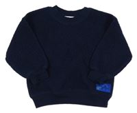 Tmavomodrá huňatá mikina H&M