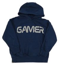 Tmavomodrá mikina s nápisem a kapucí Next