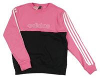 Růžovo-černá mikina s pruhy Adidas