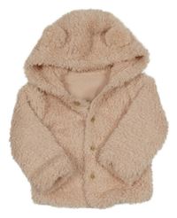 Světlerůžová huňatá podšitá bunda propínací mikina s kapucí George