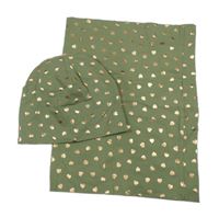 2set - Khaki bavlněná čepice se srdíčky + nákrčník H&M