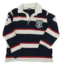 Tmavomodro-bílo-červené pruhované polo triko s výšivkou Next