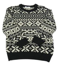 Čierno-smotanový vzorovaný sveter H&M
