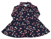 Tmavomodré bavlnené šaty s deštníky a golierikom Jasper Conran