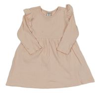 Svetloružové rebrované šaty s volánikmi Dopodopo