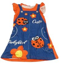 Tmavomodro-červené šaty s lienkami