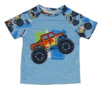 Modré UV tričko s monster truckem 