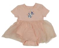 Světlerůžové žebrované body s Minnie a tylovou sukní Disney