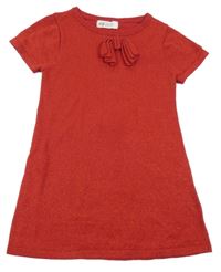 Červené pletené trblietavé šaty s mašlou H&M