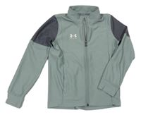Khaki-tmavošedá funkční sportovní propínací mikina s logem UNDER ARMOUR