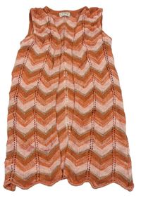 Oranžovo-svetloružová vzorovaná pletená vesta Next