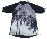 Sivo-čierne UV tričko s palmami George