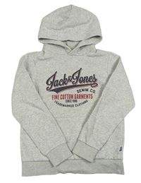 Sivá melírovaná mikina s logom a kapucňou Jack&Jones