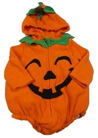 Kockovaným - Oranžové fleecové body s kapucí - tekvica Primark