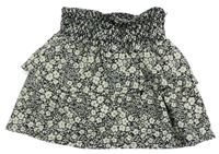 Čierno-biela kvetovaná sukňa so všitými kraťasy Zara