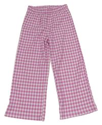 Růžovo-bílé kostkované kalhoty Next 