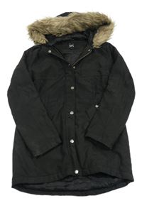 Černá šusťáková zateplená parka s kapucí New Look