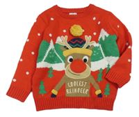 Červený sveter so sobom F&F