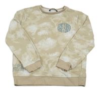 Béžovo-biela batikovaná mikina s nápismi George