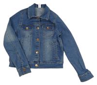 Modrá rifľová crop bunda Yigga