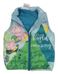 Svetlomodrá šušťáková zateplená vesta s Peppou