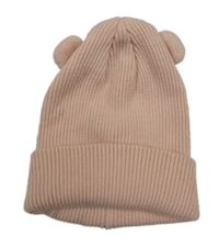 Svetloružová pletená rebrovaná čapica s uškami George