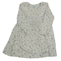 Biele kvietkovane rebrované bavlnené šaty Primark