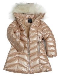Světlerůžový šusťákový prošívaný zimní kabát s kapucí 