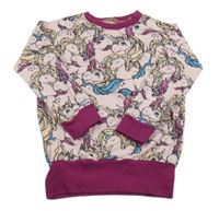 Svetloružová -purpurová mikina s jednorožcami