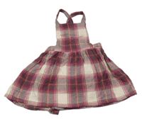 Růžovo-béžová kostkovaná plátěná laclová sukně F&F